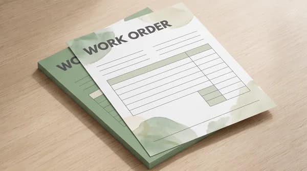 A custom printed form with clear sections and a green business header.