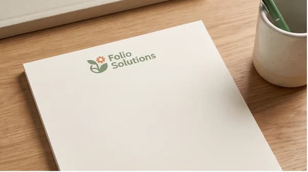 A printed letterhead sheet with a fictional company logo and a blank letter area.