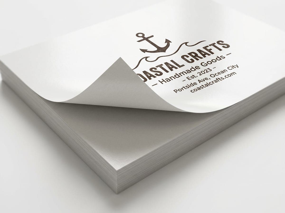 Printed samples showing 80 lb. Gloss Book paper