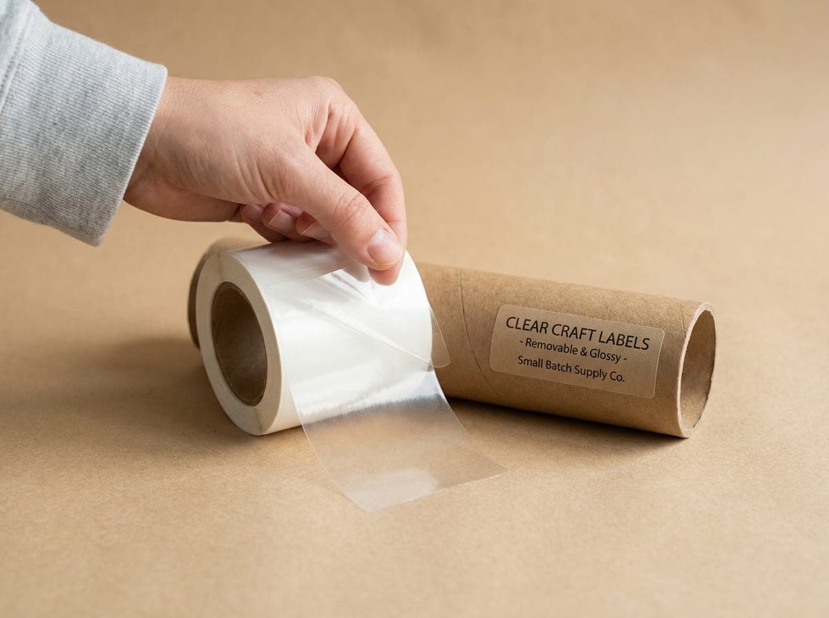 Printed samples showing Clear Removable Label paper