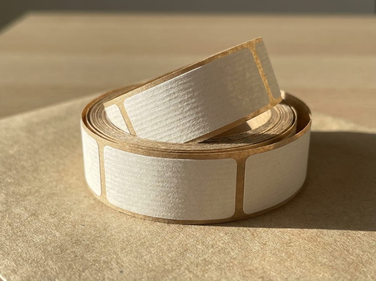 Printed samples showing White Laid Textured Label paper