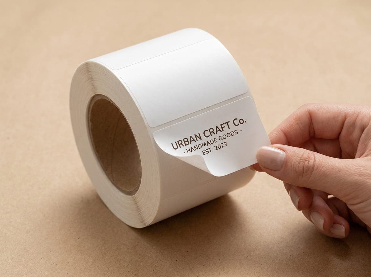Printed samples showing White Vinyl Label paper