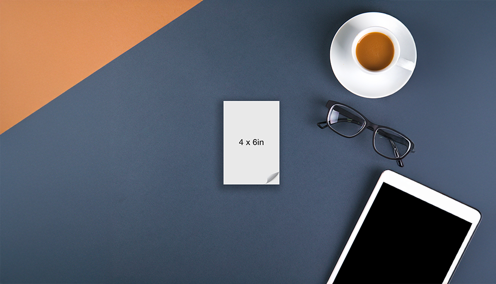 Small blank printed card showing dimensions