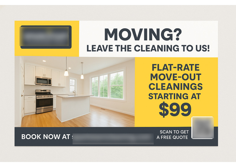 Historical direct-mail campaign artwork: Move-Out Cleaning Service Books 20 Jobs with Postcard + Digital Campaign