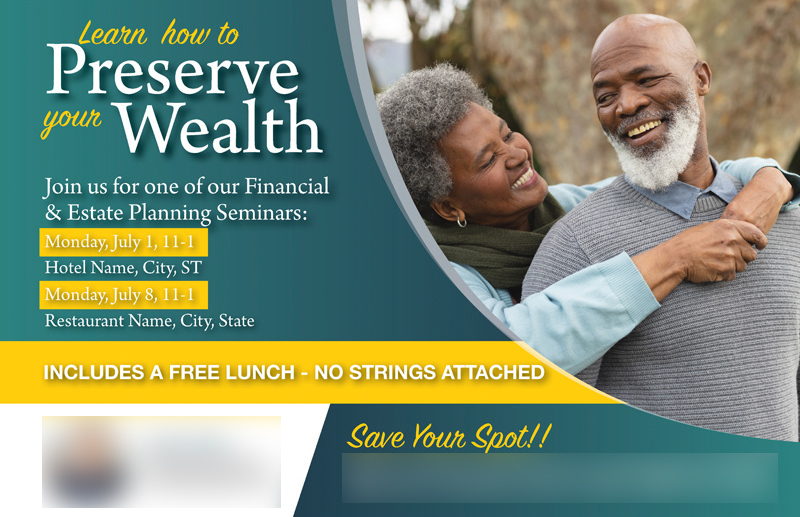 Historical direct-mail campaign artwork: Estate Planning Firm Fills Two Seminars With Targeted Direct Mail + OMNI Campaign