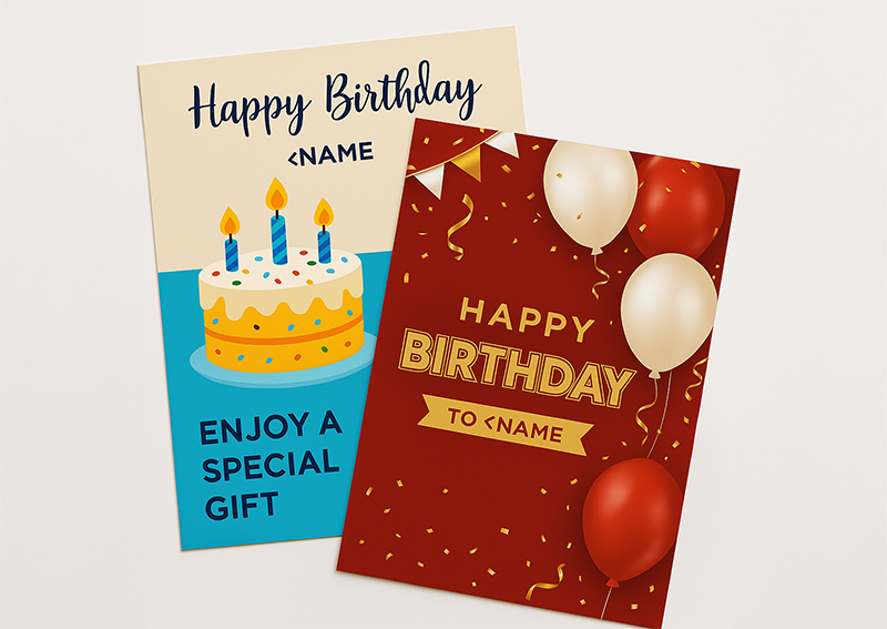 Printed birthday cards