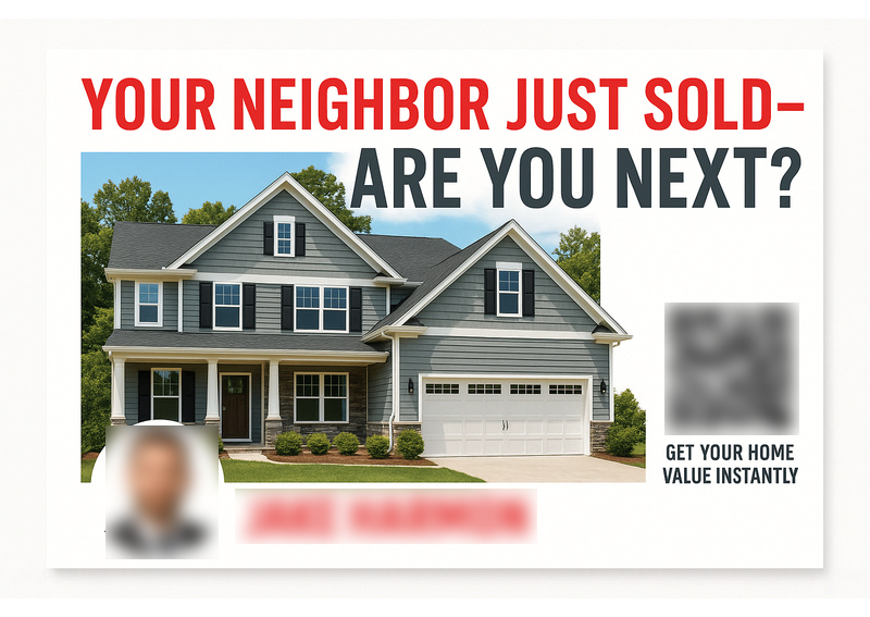 Historical direct-mail campaign artwork: Realtor Fills Listing Pipeline with High-Converting Home Value Postcard