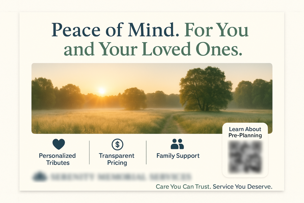 Historical direct-mail campaign artwork: Serenity Memorial Generates 113 Pre-Planning Consults with Gentle Mailer