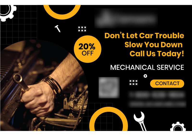 Historical direct-mail campaign artwork: 20% Discount Offer Drives $84K in New Auto Repair Revenue with OMNI REACH