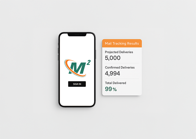 Illustrative mail-tracking dashboard on a phone