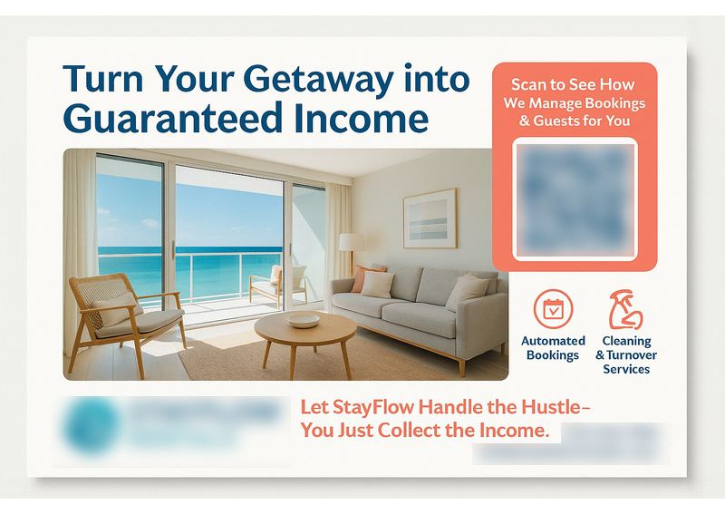 Historical direct-mail campaign artwork: 36 Properties Signed from “Turn Your Getaway into Guaranteed Income” Campaign