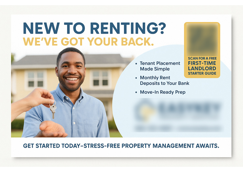 Historical direct-mail campaign artwork: Property Management / First-Time Landlord Campaign