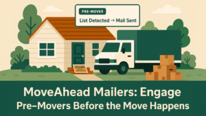 Illustration showing mail sent to a pre-mover household based on list detection.