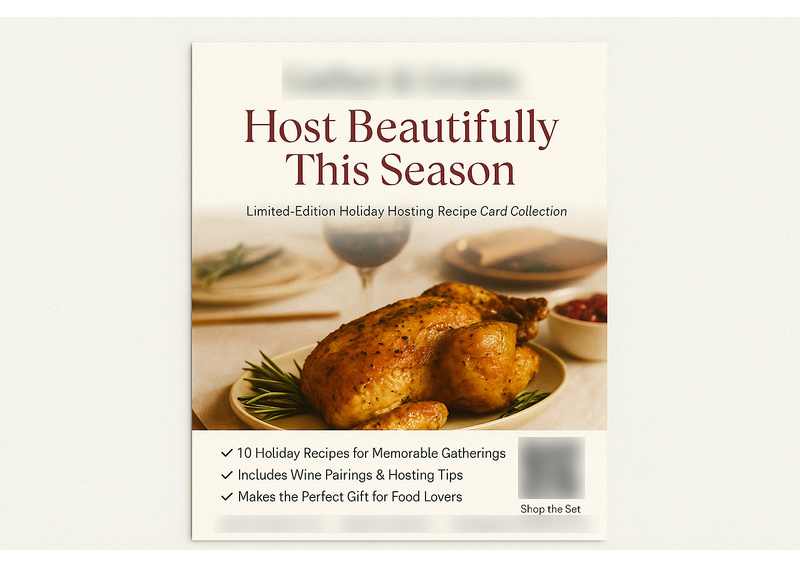 Historical direct-mail campaign artwork: Recipe Card Brand Sells Out Holiday Gift Sets with Postcards + OMNI REACH Ads