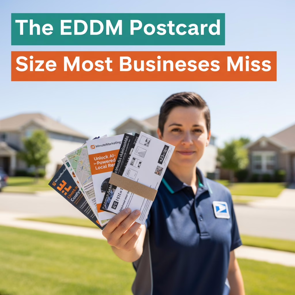 Marketing illustration: EDDM Postcard Sizes: Complete Guide to Maximize Your Direct Mail ROI
