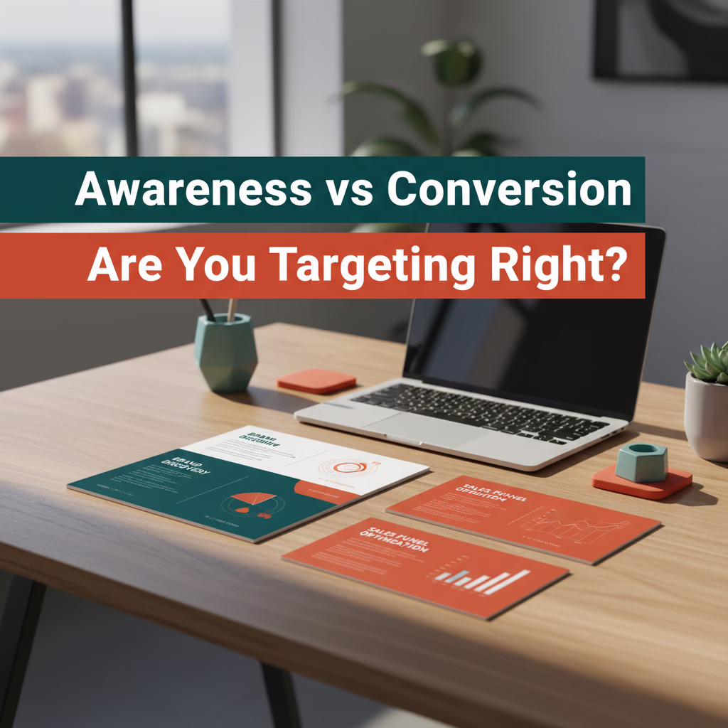 Marketing illustration: Awareness Marketing vs Conversion Marketing. How to Use Both for Stronger Results