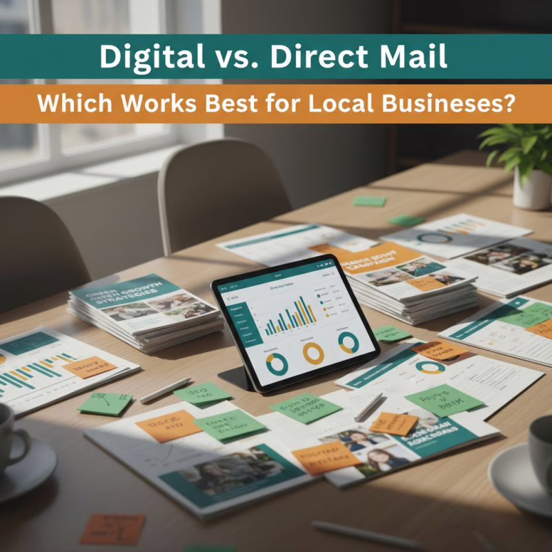 Marketing illustration: Why Local Businesses Win When They Combine Digital Ads and Direct Mail