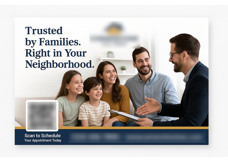 Historical direct-mail campaign artwork: Neighborhood Tax Firm Secures 68 New Clients Using OMNI REACH Postcards