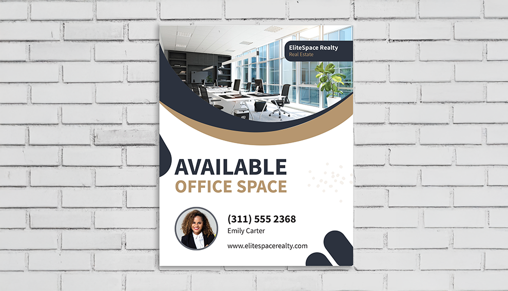 Commercial property poster on a brick wall