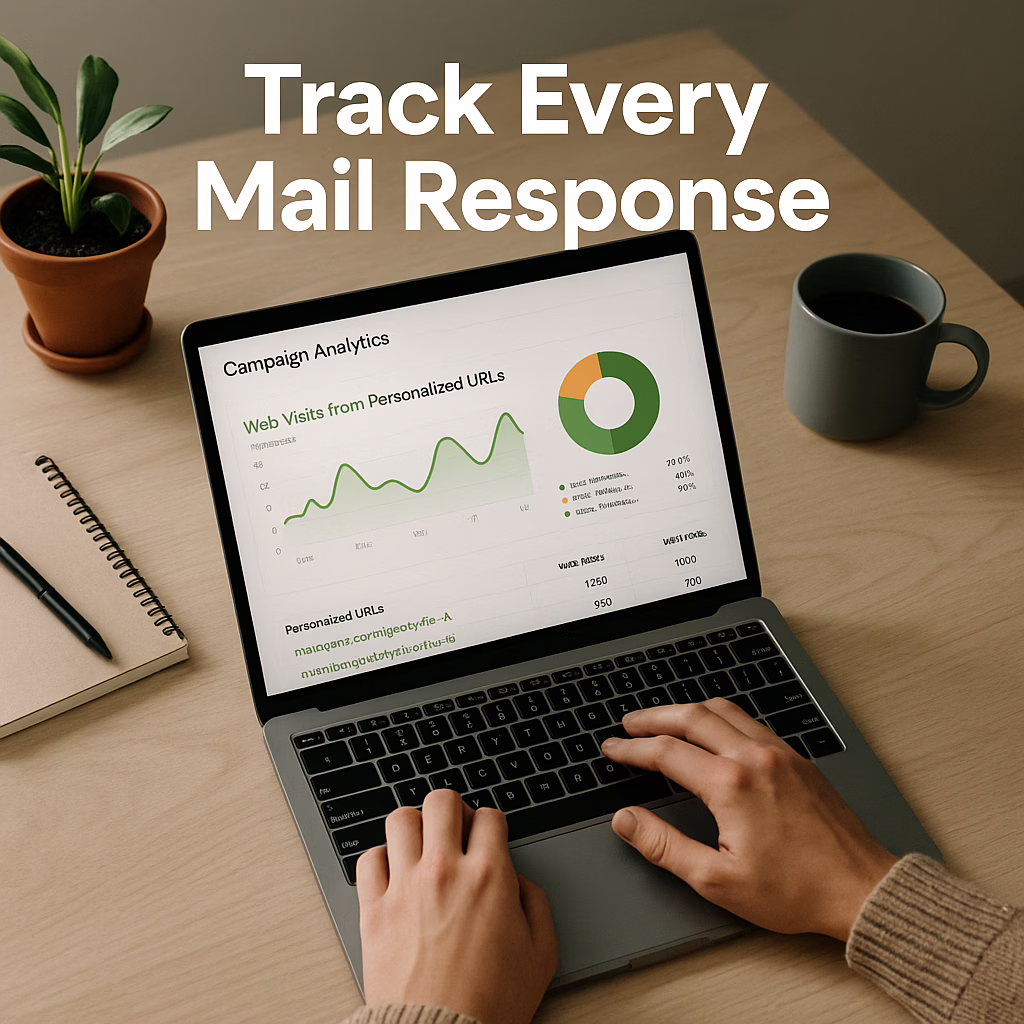 Laptop displaying mail response analytics