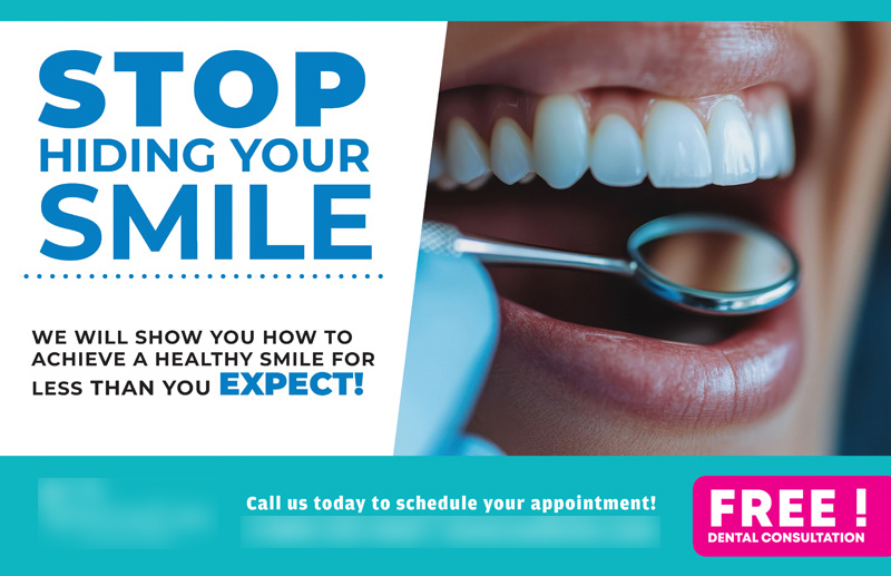Historical direct-mail campaign artwork: Dental Office Books 30 Consults With Free Exam Campaign Focused on Smile Confidence