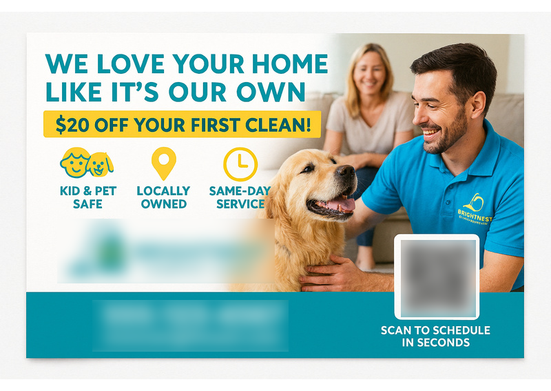 Historical direct-mail campaign artwork: Carpet Cleaning Company Adds $76K in New Revenue with Postcard + AI Ad Strategy