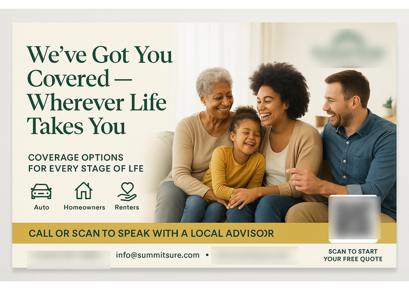 Historical direct-mail campaign artwork: Insurance Provider Boosts Leads and Sign-ups With Targeted Coverage Postcard Campaign