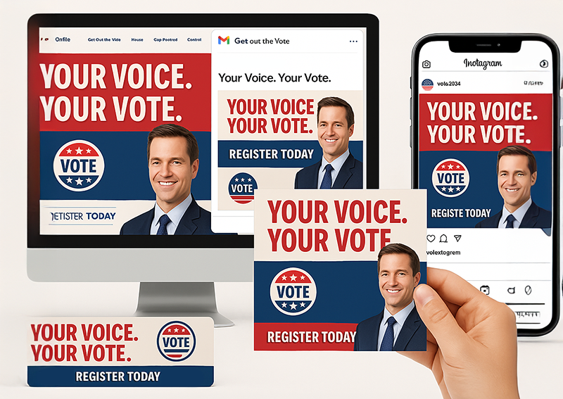 Voter-registration campaign across print and screens