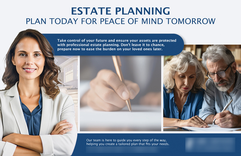 Historical direct-mail campaign artwork: Estate Law Firm Books 12 Clients With Educational Postcard Campaign