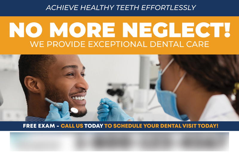 Historical direct-mail campaign artwork: Dental Office Books 25 Appointments With ‘No More Neglect’ Recall Campaign