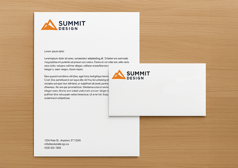Printed business letterhead and envelope