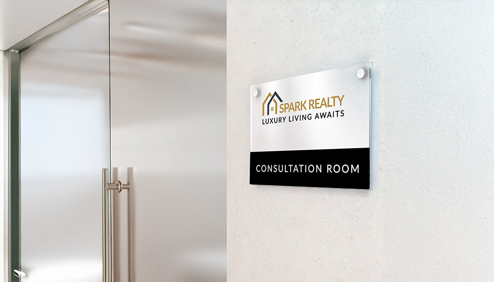 Consultation-room plaque beside a glass door